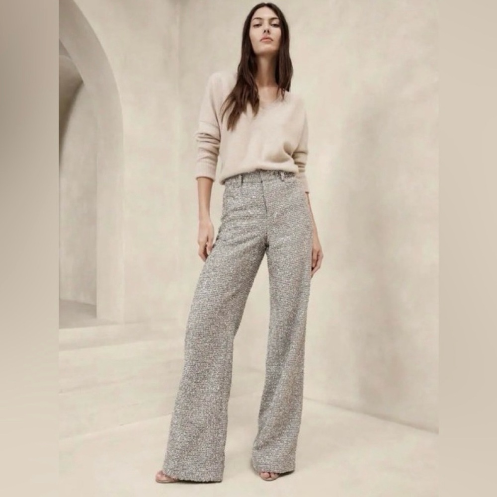 Banana Republic, Coleta Tinsel Tweed wide leg pants, 6T. Barely worn.